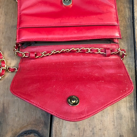 Monet Cross Body Handbag Red Faux Leather Purse - Picture 4 of 8